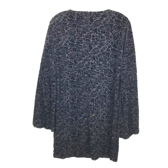 Adrienne Vittadini Bell Sleeve Dress Velvet Floral Brocade Textured Soft Small - Picture 2 of 14